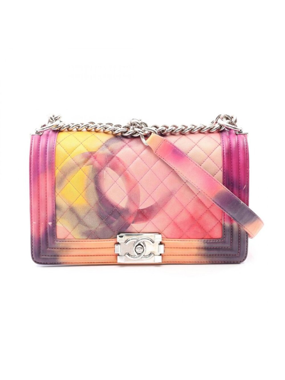 Chanel Shoulder Bag Boy Pink Leather Chain